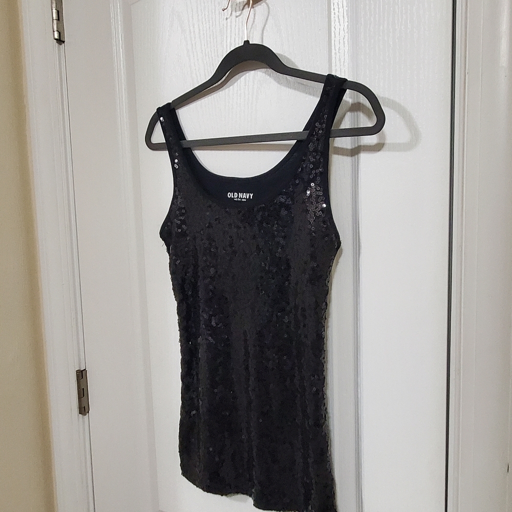 Old Navy Black Sequin Tank Small